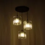 GloboStar® FLAREX 201-0084 Vintage Κρεμαστό Φωτιστικό Πλέγμα Τρίφωτο 3 x E27 IP20 Μαύρο Μέταλλο με Κρυστάλλους - Μ40 x Π40 x Υ50cm - Image 3
