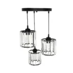 GloboStar® FLAREX 201-0084 Vintage Κρεμαστό Φωτιστικό Πλέγμα Τρίφωτο 3 x E27 IP20 Μαύρο Μέταλλο με Κρυστάλλους - Μ40 x Π40 x Υ50cm - Image 5