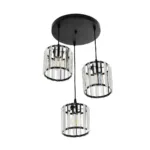 GloboStar® FLAREX 201-0084 Vintage Κρεμαστό Φωτιστικό Πλέγμα Τρίφωτο 3 x E27 IP20 Μαύρο Μέταλλο με Κρυστάλλους - Μ40 x Π40 x Υ50cm - Image 6