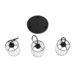 GloboStar® FLAREX 201-0084 Vintage Κρεμαστό Φωτιστικό Πλέγμα Τρίφωτο 3 x E27 IP20 Μαύρο Μέταλλο με Κρυστάλλους - Μ40 x Π40 x Υ50cm - Image 10