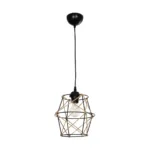 GloboStar® SOLON 201-0088 Vintage Κρεμαστό Φωτιστικό Πλέγμα Μονόφωτο 1 x E27 IP20 Μαύρο Μέταλλο με Μπεζ Σχοινί - Μ22 x Π22 x Υ27cm - Image 4