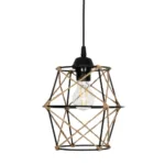 GloboStar® SOLON 201-0088 Vintage Κρεμαστό Φωτιστικό Πλέγμα Μονόφωτο 1 x E27 IP20 Μαύρο Μέταλλο με Μπεζ Σχοινί - Μ22 x Π22 x Υ27cm - Image 5