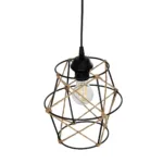 GloboStar® SOLON 201-0088 Vintage Κρεμαστό Φωτιστικό Πλέγμα Μονόφωτο 1 x E27 IP20 Μαύρο Μέταλλο με Μπεζ Σχοινί - Μ22 x Π22 x Υ27cm - Image 7