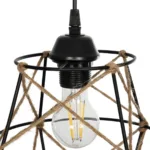 GloboStar® SOLON 201-0088 Vintage Κρεμαστό Φωτιστικό Πλέγμα Μονόφωτο 1 x E27 IP20 Μαύρο Μέταλλο με Μπεζ Σχοινί - Μ22 x Π22 x Υ27cm - Image 8