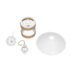 GloboStar® GLORA 201-0089 Vintage Κρεμαστό Φωτιστικό Καμπάνα Μονόφωτο 1 x E27 IP20 Λευκο Μέταλλο με Μπεζ Σχοινί - Μ30 x Π30 x Υ29cm - Image 11