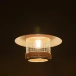 GloboStar® GLORA 201-0089 Vintage Κρεμαστό Φωτιστικό Καμπάνα Μονόφωτο 1 x E27 IP20 Λευκο Μέταλλο με Μπεζ Σχοινί - Μ30 x Π30 x Υ29cm - Image 3