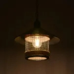 GloboStar® GLORA 201-0090 Vintage Κρεμαστό Φωτιστικό Καμπάνα Μονόφωτο 1 x E27 IP20 Μαύρο Μέταλλο με Μπεζ Σχοινί - Μ30 x Π30 x Υ29cm - Image 3