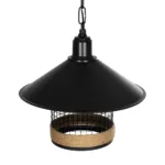GloboStar® GLORA 201-0090 Vintage Κρεμαστό Φωτιστικό Καμπάνα Μονόφωτο 1 x E27 IP20 Μαύρο Μέταλλο με Μπεζ Σχοινί - Μ30 x Π30 x Υ29cm - Image 7