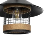 GloboStar® GLORA 201-0090 Vintage Κρεμαστό Φωτιστικό Καμπάνα Μονόφωτο 1 x E27 IP20 Μαύρο Μέταλλο με Μπεζ Σχοινί - Μ30 x Π30 x Υ29cm - Image 8