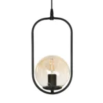 GloboStar® ZENITH 201-0093 Vintage Κρεμαστό Φωτιστικό Οροφής Μπάλα Μονόφωτο 1 x E27 IP20 Μαύρο Μέταλλο με Μελί Γυαλί - Μ18 x Π15 x Υ38cm - Image 4