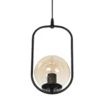 GloboStar® ZENITH 201-0093 Vintage Κρεμαστό Φωτιστικό Οροφής Μπάλα Μονόφωτο 1 x E27 IP20 Μαύρο Μέταλλο με Μελί Γυαλί - Μ18 x Π15 x Υ38cm - Image 5