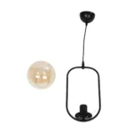 GloboStar® ZENITH 201-0093 Vintage Κρεμαστό Φωτιστικό Οροφής Μπάλα Μονόφωτο 1 x E27 IP20 Μαύρο Μέταλλο με Μελί Γυαλί - Μ18 x Π15 x Υ38cm - Image 9