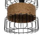 GloboStar® ORB 201-0096 Vintage Κρεμαστό Φωτιστικό Πλέγμα Μονόφωτο 1 x E27 IP20 Μαύρο Μέταλλο με Μπεζ Σχοινί - Μ27 x Π27 x Υ31cm - Image 8