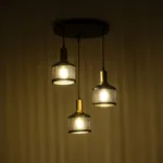 GloboStar® RADIANT 201-0097 Vintage Κρεμαστό Φωτιστικό Πλέγμα Τρίφωτο 3 x E27 IP20 Μαύρο & Χρυσό Μέταλλο - Μ38 x Π38 x Υ50cm - Image 3