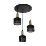 GloboStar® RADIANT 201-0097 Vintage Κρεμαστό Φωτιστικό Πλέγμα Τρίφωτο 3 x E27 IP20 Μαύρο & Χρυσό Μέταλλο - Μ38 x Π38 x Υ50cm - Image 5