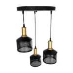 GloboStar® RADIANT 201-0097 Vintage Κρεμαστό Φωτιστικό Πλέγμα Τρίφωτο 3 x E27 IP20 Μαύρο & Χρυσό Μέταλλο - Μ38 x Π38 x Υ50cm - Image 6