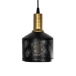 GloboStar® RADIANT 201-0097 Vintage Κρεμαστό Φωτιστικό Πλέγμα Τρίφωτο 3 x E27 IP20 Μαύρο & Χρυσό Μέταλλο - Μ38 x Π38 x Υ50cm - Image 7