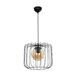 GloboStar® FLAMIA 201-0099 Vintage Κρεμαστό Φωτιστικό Πλέγμα Μονόφωτο 1 x E27 IP20 Μαύρο Μέταλλο - Μ31 x Π31 x Υ29cm - Image 4