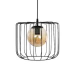 GloboStar® FLAMIA 201-0099 Vintage Κρεμαστό Φωτιστικό Πλέγμα Μονόφωτο 1 x E27 IP20 Μαύρο Μέταλλο - Μ31 x Π31 x Υ29cm - Image 5