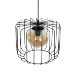 GloboStar® FLAMIA 201-0099 Vintage Κρεμαστό Φωτιστικό Πλέγμα Μονόφωτο 1 x E27 IP20 Μαύρο Μέταλλο - Μ31 x Π31 x Υ29cm - Image 7