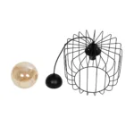 GloboStar® FLAMIA 201-0099 Vintage Κρεμαστό Φωτιστικό Πλέγμα Μονόφωτο 1 x E27 IP20 Μαύρο Μέταλλο - Μ31 x Π31 x Υ29cm - Image 10