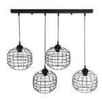 GloboStar® PULSAR 201-0103 Vintage Κρεμαστό Φωτιστικό Ράγα Πολύφωτο 4 x E27 IP20 Μαύρο Μέταλλο - Μ80 x Π22 x Υ46cm - Image 4