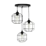 GloboStar® RAYNO 201-0108 Vintage Κρεμαστό Φωτιστικό Πλέγμα Τρίφωτο 3 x E27 IP20 Μαύρο Μέταλλο - Μ42 x Π42 x Υ60cm - Image 4