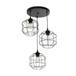 GloboStar® RAYNO 201-0108 Vintage Κρεμαστό Φωτιστικό Πλέγμα Τρίφωτο 3 x E27 IP20 Μαύρο Μέταλλο - Μ42 x Π42 x Υ60cm - Image 5