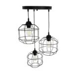 GloboStar® RAYNO 201-0108 Vintage Κρεμαστό Φωτιστικό Πλέγμα Τρίφωτο 3 x E27 IP20 Μαύρο Μέταλλο - Μ42 x Π42 x Υ60cm - Image 6