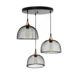 GloboStar® FLICKA 201-0113 Vintage Κρεμαστό Φωτιστικό Πλέγμα Τρίφωτο 3 x E27 IP20 Μαύρο Μέταλλο - Μ55 x Π55 x Υ65cm - Image 4