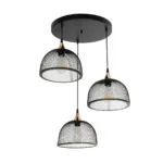 GloboStar® FLICKA 201-0113 Vintage Κρεμαστό Φωτιστικό Πλέγμα Τρίφωτο 3 x E27 IP20 Μαύρο Μέταλλο - Μ55 x Π55 x Υ65cm - Image 5
