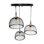 GloboStar® FLICKA 201-0113 Vintage Κρεμαστό Φωτιστικό Πλέγμα Τρίφωτο 3 x E27 IP20 Μαύρο Μέταλλο - Μ55 x Π55 x Υ65cm - Image 6