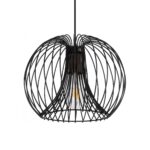GloboStar® GLOWIA 201-0032 Μοντέρνο Κρεμαστό Φωτιστικό Πλέγμα Μονόφωτο 1 x E27 IP20 Μαύρο Μέταλλο - Μ32 x Π32 x Υ24cm - Image 2