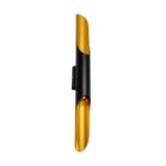 GloboStar® CHARME 01302 Μοντέρνο Επιτοίχιο Φωτιστικό Απλίκα Up / Down Δίφωτο 2 x E27 IP20 Μαύρο & Χρυσό Μέταλλο - Μ8 x Π6 x Υ40cm - Image 2