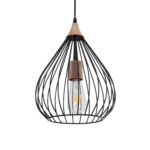 GloboStar® RADIARO 201-0015 Vintage Κρεμαστό Φωτιστικό Πλέγμα Μονόφωτο 1 x E27 IP20 Μαύρο Μέταλλο - Μ26 x Π26 x Υ35cm - Image 2