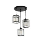 GloboStar® FLAREX 201-0084 Vintage Κρεμαστό Φωτιστικό Πλέγμα Τρίφωτο 3 x E27 IP20 Μαύρο Μέταλλο με Κρυστάλλους - Μ40 x Π40 x Υ50cm - Image 2