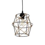 GloboStar® SOLON 201-0088 Vintage Κρεμαστό Φωτιστικό Πλέγμα Μονόφωτο 1 x E27 IP20 Μαύρο Μέταλλο με Μπεζ Σχοινί - Μ22 x Π22 x Υ27cm - Image 2