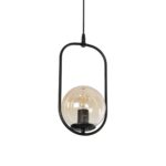 GloboStar® ZENITH 201-0093 Vintage Κρεμαστό Φωτιστικό Οροφής Μπάλα Μονόφωτο 1 x E27 IP20 Μαύρο Μέταλλο με Μελί Γυαλί - Μ18 x Π15 x Υ38cm - Image 2